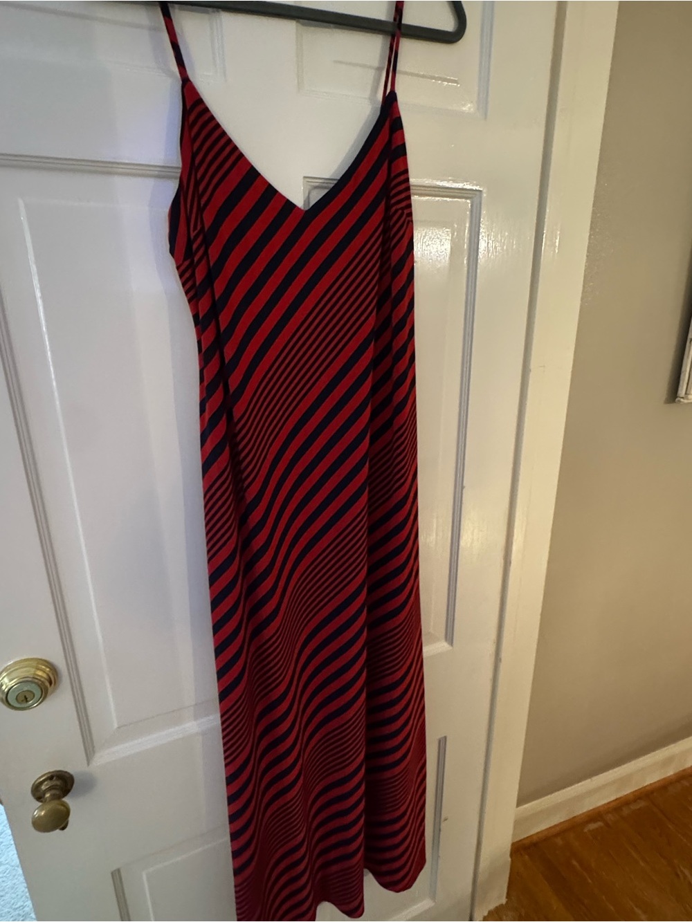 Lauren Ralph Lauren Red and Black Striped Maxi Slip Dress